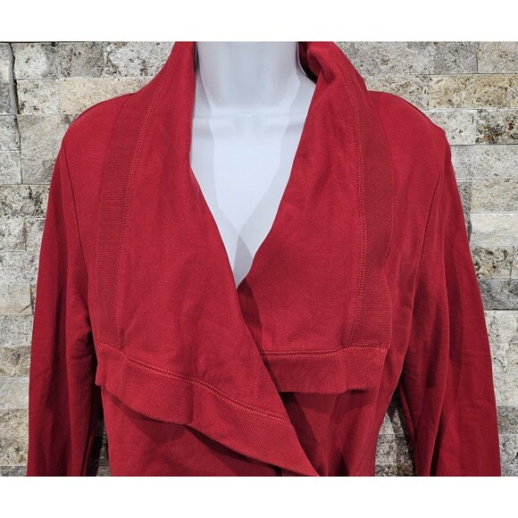 Vtg Ralph Lauren Womens Wrap Cardigan Shawl Collar Buckle French Terry Red Small - Picture 4 of 16